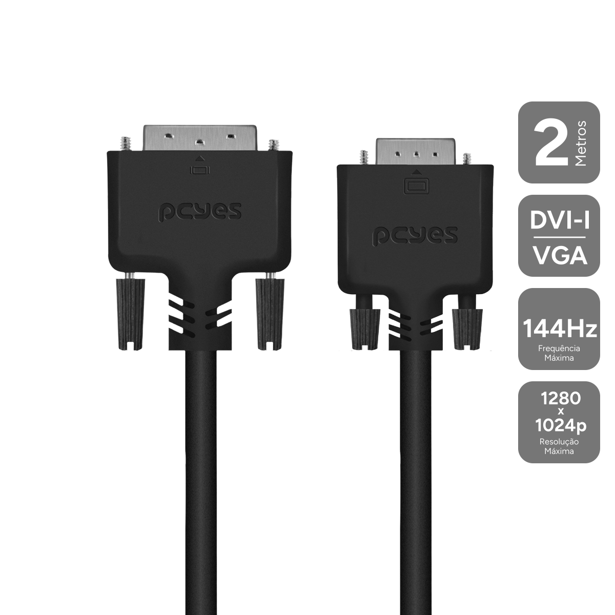 CABO DVI-I 24+5 PARA VGA 15 PINOS 2 METROS PCYES - PDVM15-2