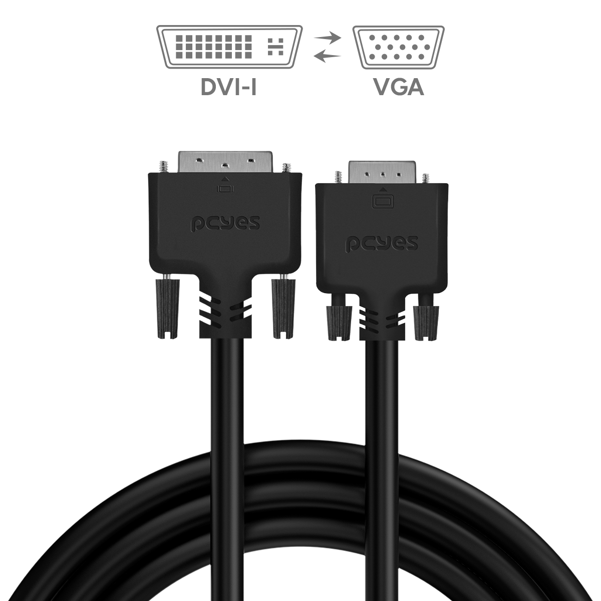 CABO DVI-I 24+5 PARA VGA 15 PINOS 2 METROS PCYES - PDVM15-2 - Imagem 2