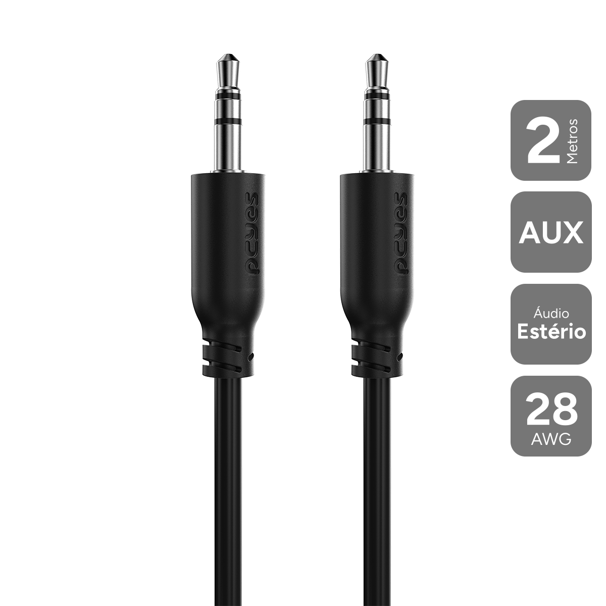CABO AUXILIAR DE AUDIO P2 3.5MM M PARA P2 3.5MM M - 2 MTS - P35M-2