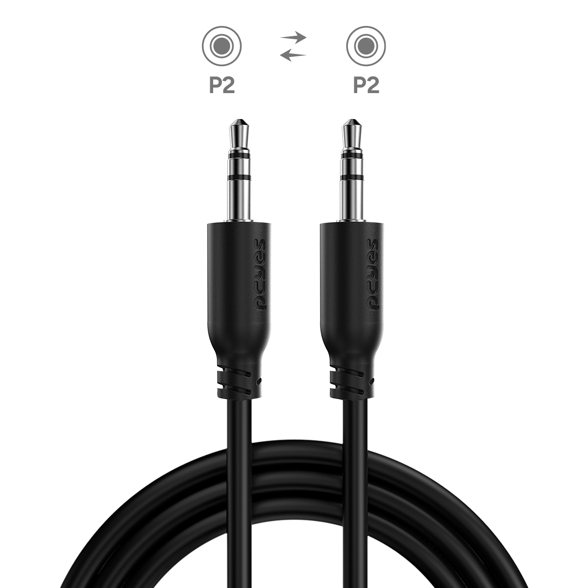 CABO AUXILIAR DE AUDIO P2 3.5MM M PARA P2 3.5MM M - 2 MTS - P35M-2 - Imagem 2