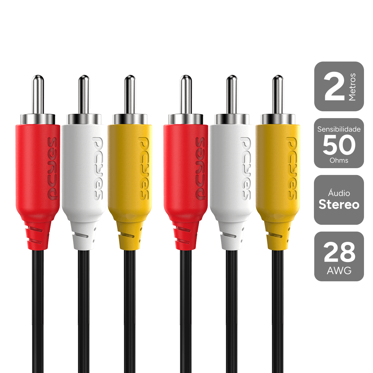 CABO DE VIDEO 3 RCA M PARA 3 RCA M - 2 MTS - P3R-2