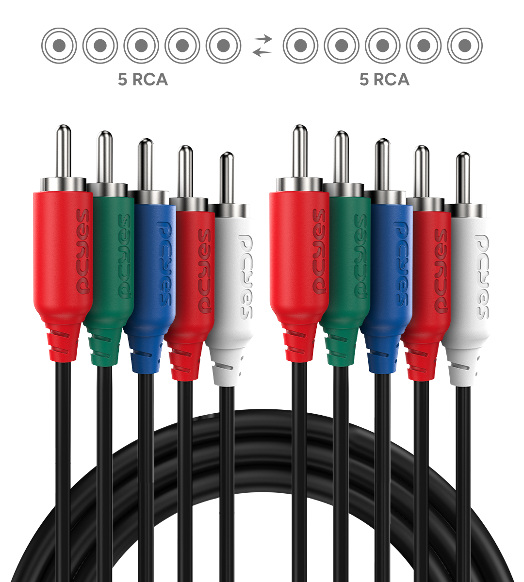 CABO DE VIDEO 5 RCA M PARA 5 RCA M - 2 MTS - P5R-2 - Imagem 2