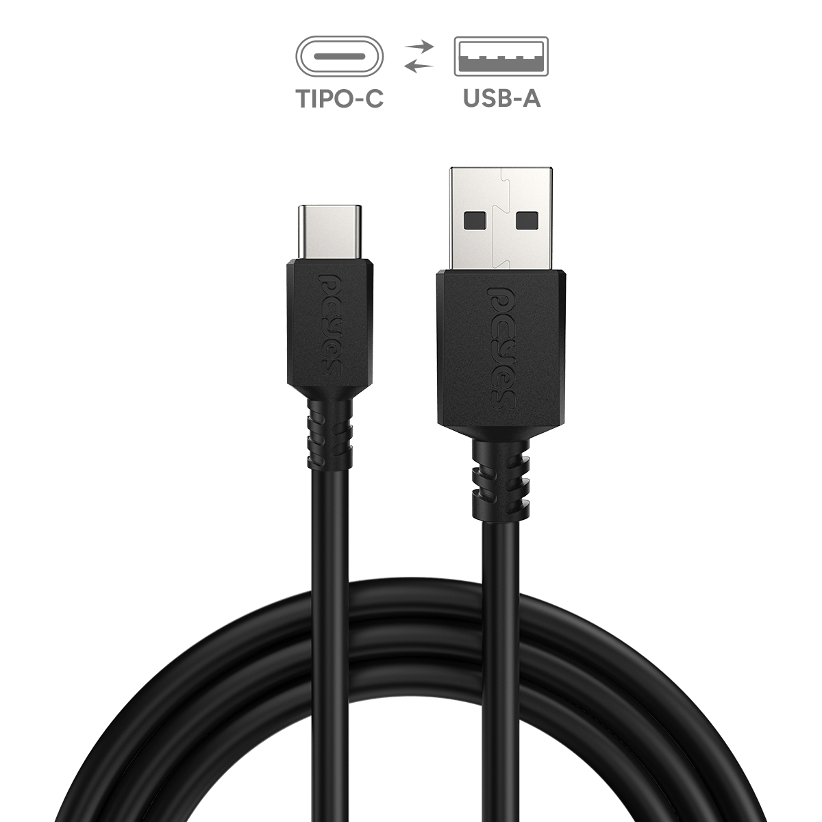 CABO PARA CELULAR CARREGAMENTO DADOS USB A 2.0 MACHO PARA USB TIPO-C - PRETO - 50 CM - PUACP-05 - Imagem 2