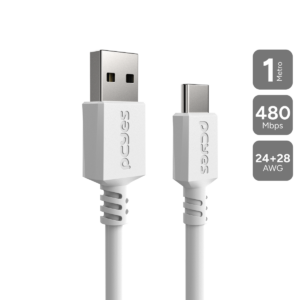 CABO PARA CELULAR TABLET CARREGAMENTO USB A 2.0 MACHO P/ USB TIPO-C - BRANCO - 1 METRO - PUACB-01