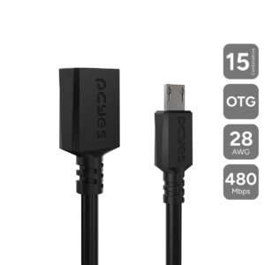 CABO ADAPTADOR OTG MICRO USB P/ USB A 2.0 - PRETO - 15CM - PAMUP-15