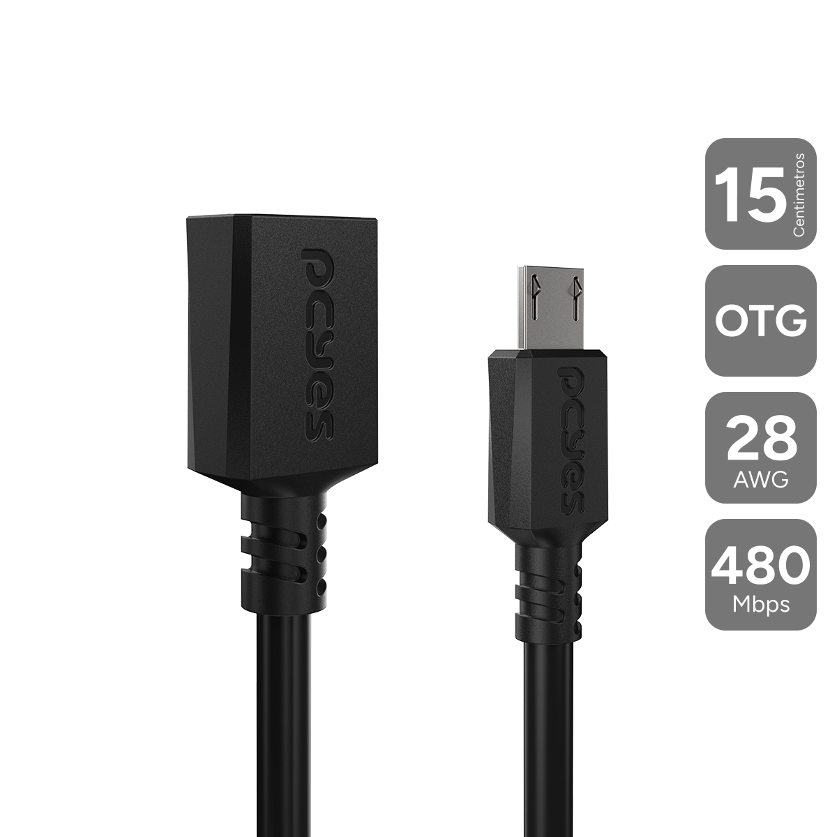 CABO ADAPTADOR OTG MICRO USB P/ USB A 2.0 - PRETO - 15CM - PAMUP-15