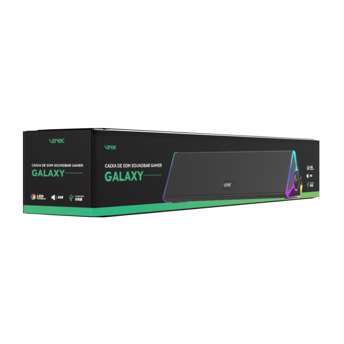 CAIXA DE SOM SOUNDBAR GAMER VINIK GALAXY 6W 2.0 LED RAINBOW - SBG6WGLX - Imagem 8