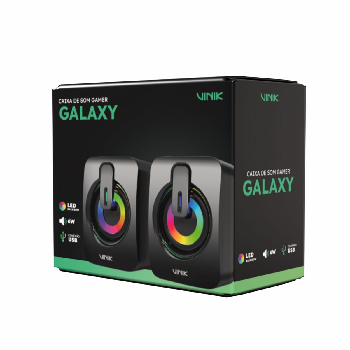 CAIXA DE SOM GAMER VINIK GALAXY 6W 2.0 LED RAINBOW - VSPKG6WGL - Imagem 8