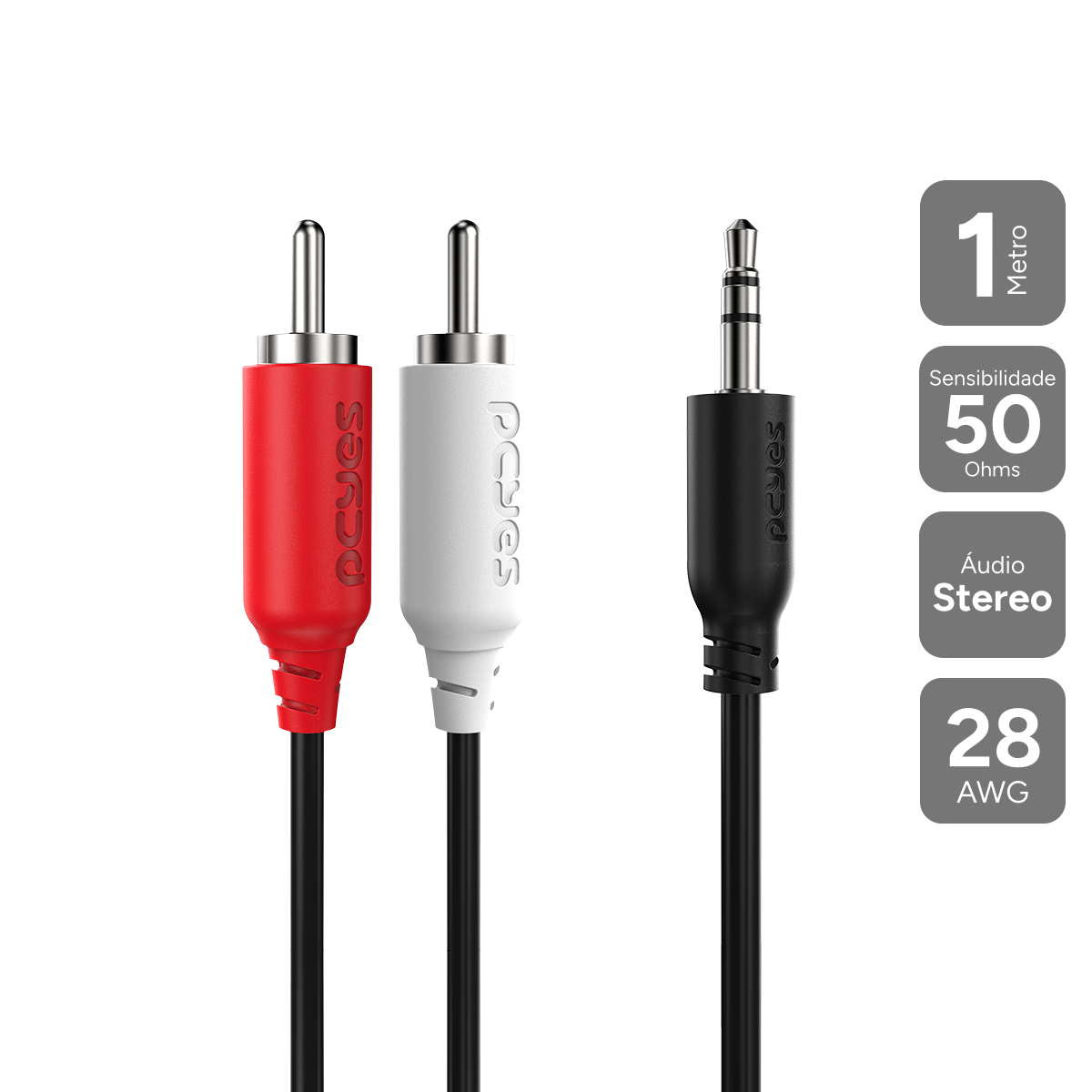 CABO 2 RCA M PARA P2 3.5MM M - 1 MT - P2R35-1