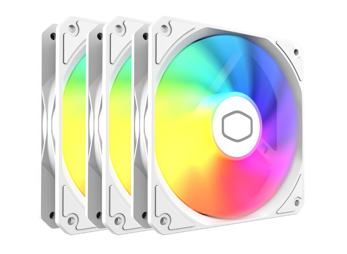 KIT 3 FAN COOLER PARA GABINETE COOLER MASTER MF120 LITE ARGB BRANCO 120MM | MFW-B2DN-173PA-R1